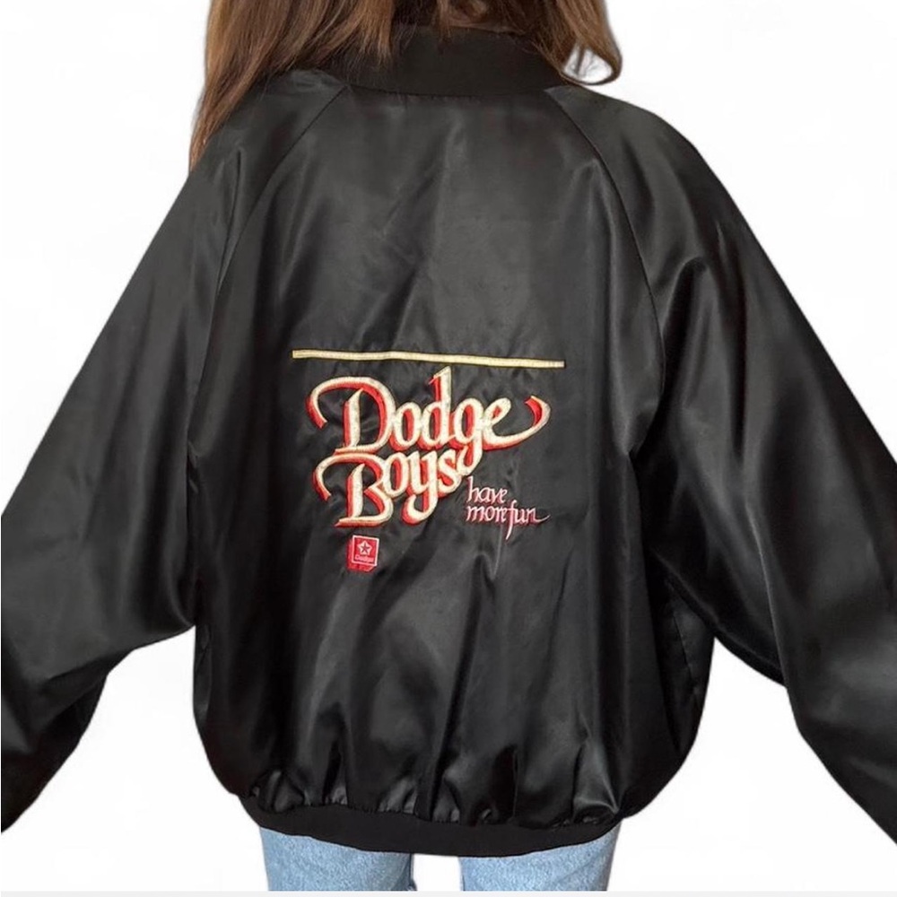 Vintage 80s Dodge Satin Bomber Jacket